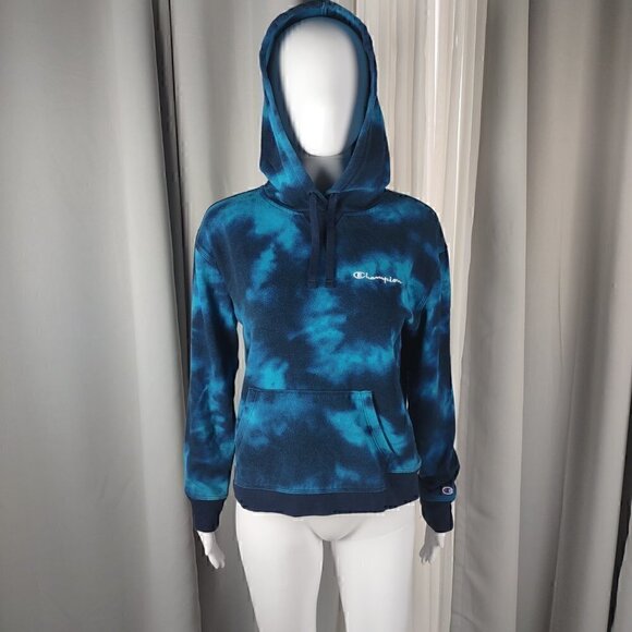 Champion Tops - Champion Women's Blue Tie Dye Cotton Blend Hoodie. Size S/CH
